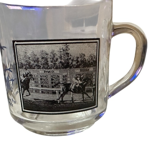 Rare Santa Anita Horse Racing Commemorative Glass Mug Set of 2 - Picture 2 of 9